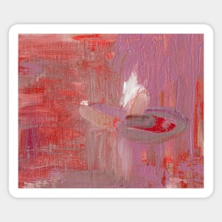 Abstract Oil Painting Waterlily Pink White Red Sticker